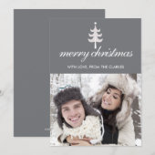Grijze kerstfotokaarten met een boom feestdagenkaart (Voorkant / Achterkant)