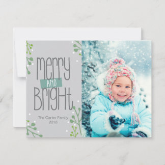 Grijze Kerstkaart met Merry and Bright