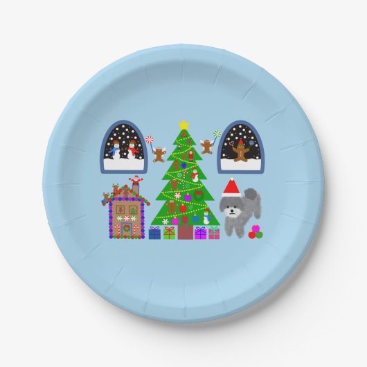 Grijze kerstmis #6 Borden papier Papieren Bordje (Voorkant)
