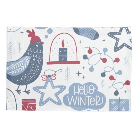Grijze Kerstmis Hallo Winter Pillowcase Kussensloop (Achterkant)