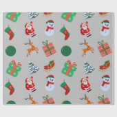 Grijze Kerstmis Iconen Cadeaupapier (Vlak)