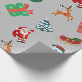 Grijze Kerstmis Iconen Cadeaupapier (Hoek)