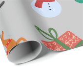 Grijze Kerstmis Iconen Cadeaupapier (Rol Hoek)