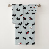 Grijze Kerstmis Schotse Terrier Badhanddoek Set Bad Handdoek (Insitu)