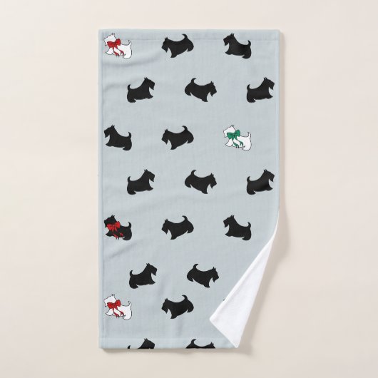 Grijze Kerstmis Schotse Terrier Badhanddoek Set Bad Handdoek (Handdoek)