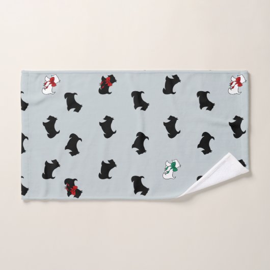 Grijze Kerstmis Schotse Terrier Badhanddoek Set Bad Handdoek (Handdoek)