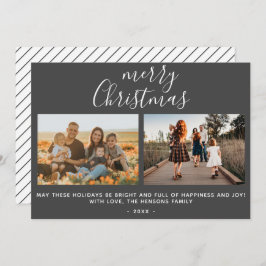 Grijze Kerstmis Script Familie Foto Collage Feestdagenkaart