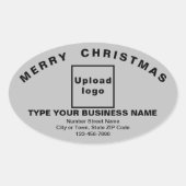 Grijze kerstmis-Sticker met ovale vorm Ovale Sticker (Voorkant)