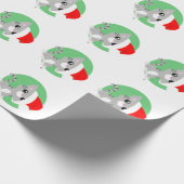 Grijze kerstpapier met Kat-inslag Cadeaupapier (Hoek)