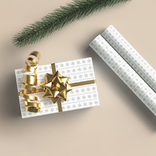 Grijze Kerstsneeuwvlokken Patroon Witte Achtergron Cadeaupapier
