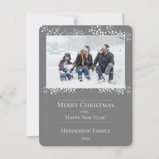 Grijze kerststerren Vakantie Fotokaart Feestdagenkaart (Voorkant)