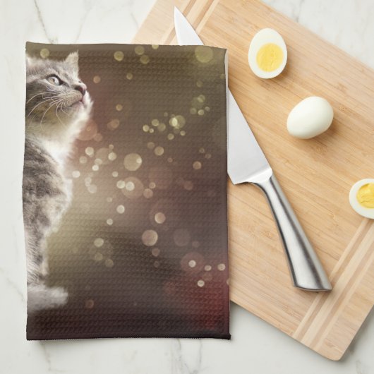 Grijze keuken en rode doosjes feestelijke aangepas theedoek (Quarter Fold)