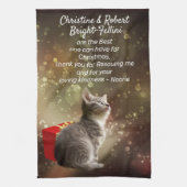 Grijze keuken en rode doosjes feestelijke aangepas theedoek (Verticaal)