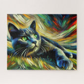 Grijze kitten 500 stuk puzzel legpuzzel (Horizontaal)