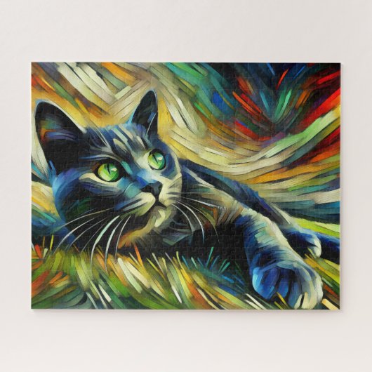 Grijze kitten 500 stuk puzzel legpuzzel (Horizontaal)