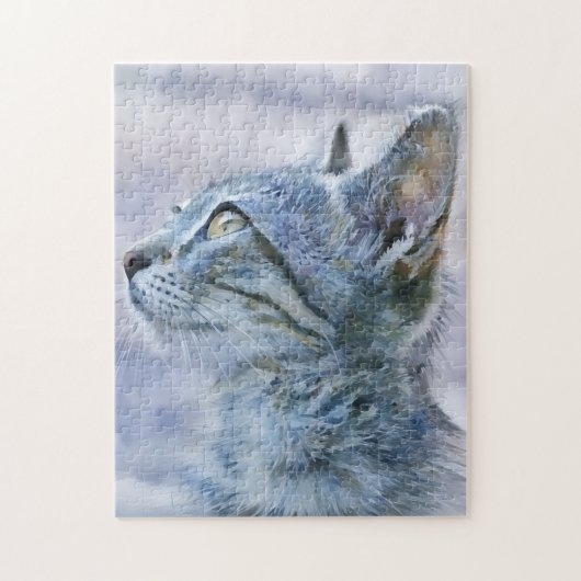 Grijze Kitten Kat Kunst Kat Liefhebber Puzzel (Verticaal)