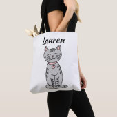 Grijze Kitten Kat Persoonlijk Tote Bag (Dichtbij)