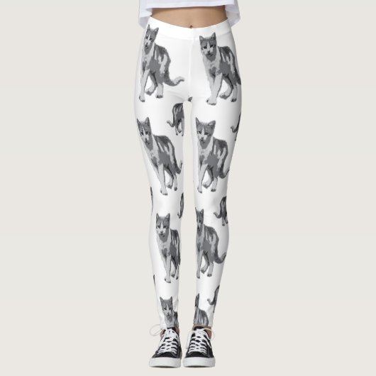 Grijze kitten leggings (Voorkant)