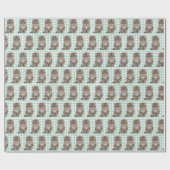 Grijze Kitten Op Groene en Witte Gingham Cadeaupapier (Vlak)