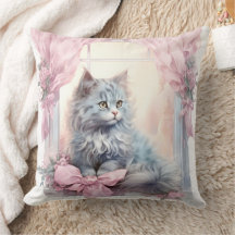 Grijze kitten roze strik