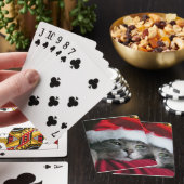 Grijze Kitten Santa Hoed Kat Speelkaarten (Insitu)
