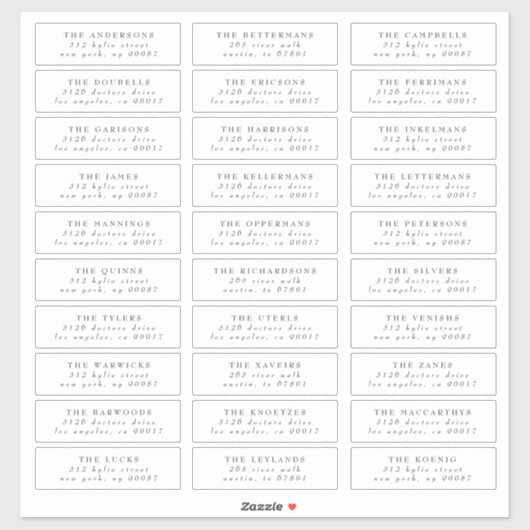 Grijze Klassieke adresetiketten voor individuele b Sticker (Vel)