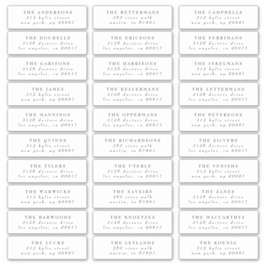 Grijze Klassieke adresetiketten voor individuele b Sticker (Voorkant)