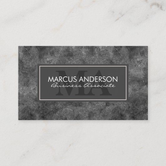Grijze Klassieke Frame | Zwarte Textuur Achtergron Afsprakenkaartje (Voorkant)