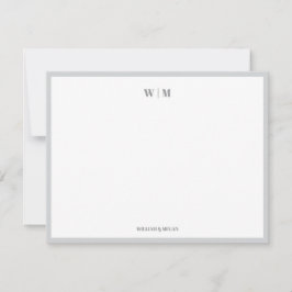 Grijze Klassieke Monogram Huwelijkscollectie voor  Notitiekaartje