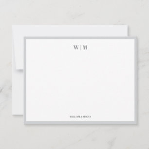 Grijze Klassieke Monogram Huwelijkscollectie voor Notitiekaartje