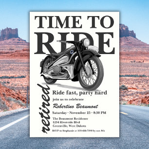 Grijze Klassieke Motor Rit Snel Pensioenfeest Kaart
