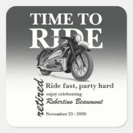 Grijze Klassieke Motor Rit Snel Pensioenfeest Vierkante Sticker