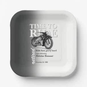 Grijze Klassieke Motorfiets Rijd Snel Pensioenfees Papieren Bordje