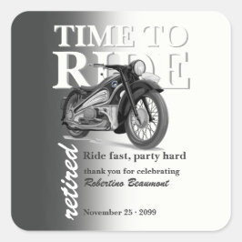 Grijze Klassieke Motorfiets Rijd Snel Pensioenfees Vierkante Sticker