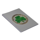 Grijze Klaver op Keltische Knopen Spiraal Notebook Notitieboek (Rechterzijde)