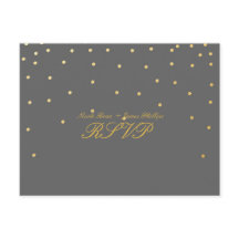 Grijze & Kleine Gouden Confetti RSVP Trouw Postkaa