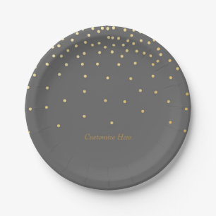Grijze & kleine gouden folie confetti stippen fees papieren bordje