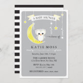Grijze Kleine Owl | Uitnodiging tot Baby shower (Voorkant / Achterkant)