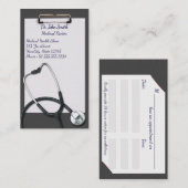Grijze klembord met medische stethoscoop afsprakenkaartje (Voorkant / Achterkant)