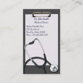 Grijze klembord met medische stethoscoop afsprakenkaartje