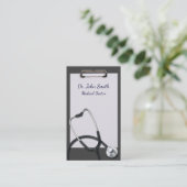 Grijze klembord met medische stethoscoop visitekaartje (Staand voorkant)