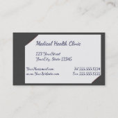 Grijze klembord met medische stethoscoop visitekaartje (Achterkant)