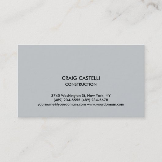 Grijze kleur Gewoon Moderne Standaard Visitekaartj Visitekaartje (Voorkant)