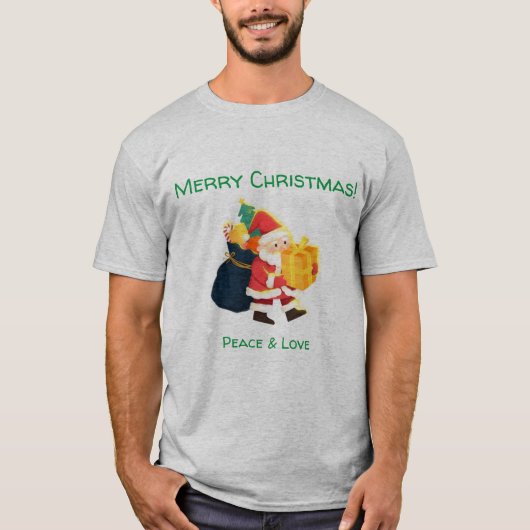 Grijze Kleur Kerstmis Wishes-T-shirt Elegant Knap T-shirt (Voorkant)