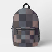 Grijze kleur schaakbord bedrukte rugzak (Voorkant)