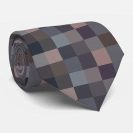 Grijze kleur schaakbord stropdas