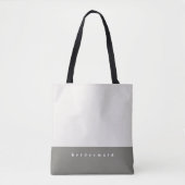 Grijze kleurblok gepersonaliseerde boodschappentas tote bag (Voorkant)