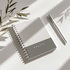 Grijze Kleurblok Notitieboek Met Aangepaste Naam