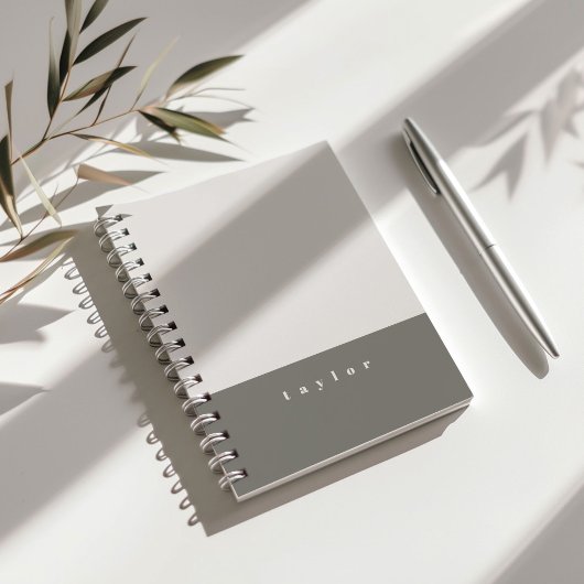 Grijze Kleurblok Notitieboek Met Aangepaste Naam