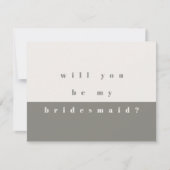 Grijze kleurenblok zal je zijn Mijn Bridesmaid Save The Date (Voorkant)